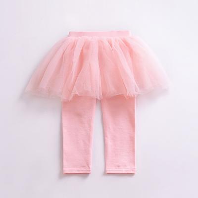 China New Style Autumn Multicolor Net Yarn Cotton Breathable Kids Girls Leggings for sale