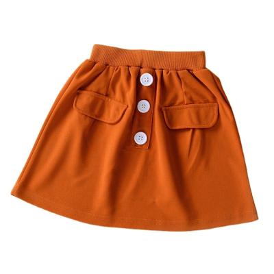 China 2021 Anti-wrinkle Autumn Casual Decorative Buttons Artificial Pocket Little Girls Short Skirt for sale