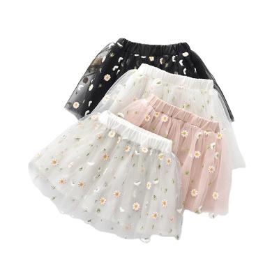 China 2021 Anti-wrinkle new design Daisy Printing Children Girl Dance Gauze Bouffant Skirt for sale