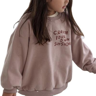 China Fashion Letter Print Breathable Cotton Loose And Casual Long Sleeve Kids Wear Girl Winter Top for sale