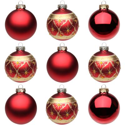 China Traditional Holiday Wedding Party Home Decoration Christmas Tree Ornaments 9 Pcs Christmas Glass Hanging Balls Ornaments (80mm/3.15