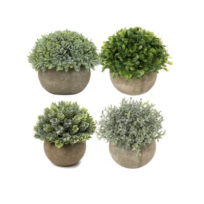 China Plastic Artificial Ball Topiary Plants Office Home Office Decorations Mini Paper Pot Faux Topiary Modern Trees Plants for sale