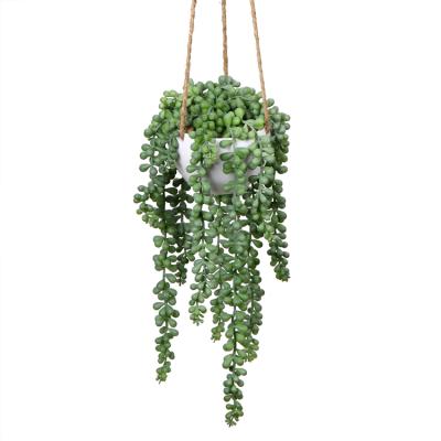 China White Ceramic Potted Artificial Hanging Plants Pearl Plants Home Room Wall Decor Home Indoor Wall Decor Artificial String for sale