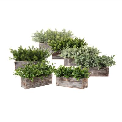 China Home Office Rustic Wedding Centerpiece Window Sill Decorations Faux Grass Plant Greenery Artificial Grass In Rustic Wood Planter for sale