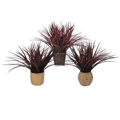 China Purple Home Office Decoration Style Artificial Grass Plant Potted Rustic Rustic Artificial Bamboo Plant for sale