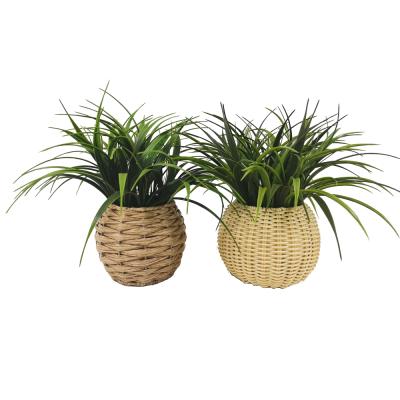 China Rustic Rustic Artificial Home Decoration Plant Desktop Style Artificial Grass Plant in Bamboo Pot for sale