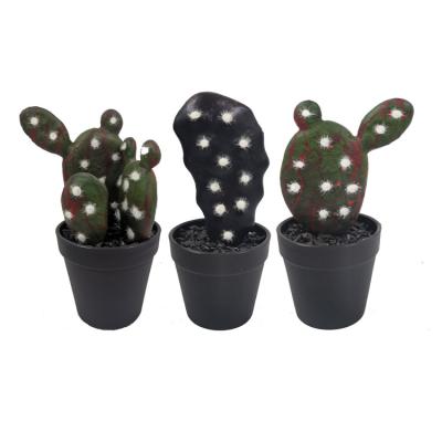 China Traditional Wholesale Artificial Black Succulents Plants Black Faux Cactus Plants In Mini Black Pots for sale