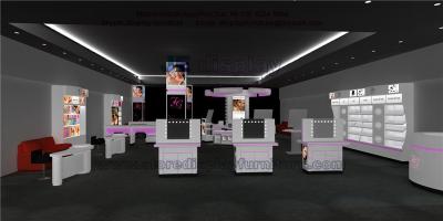 China Beauty Makeup Shop Display Facilities in White painting Showcase and Counter with Selling Kiosk for sale