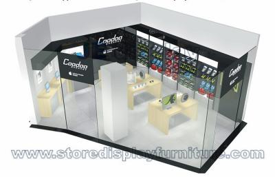 China Coodoo Digital Shop Fashion Open Design by Transparent glass wall inside wood counters and display cabinets for sale