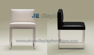 China Jewerly Store Reception Stool made by Glossy Stainless steel legs with Leather Upholstery Furniture for sale