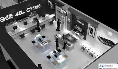 China Mobile phone sales exhibition hall interior design by display counter and glass showcase for sale