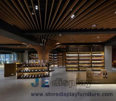 China Grand Wine cellar  interior design by Walnut wooden storage cabinets and Millwork wall panel for Villa Leisure furniture for sale