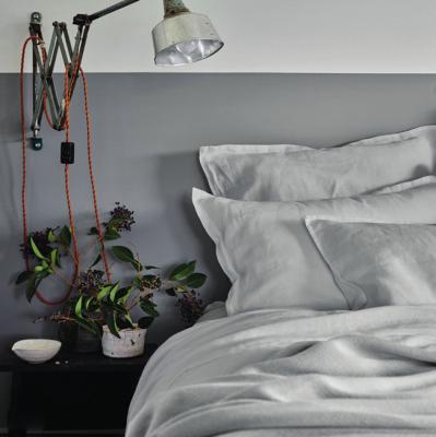 China Light Gray Eco Friendly European Style Linen Bedding Sheet for sale