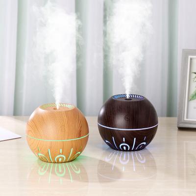 China Factory car new mini USB wholesale 330ml grain velocity ball ultrasonic wooden humidifier OEM for sale