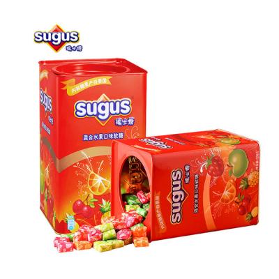 China Natural Sugus Mixed Fruity Iron Box Soft Candy for sale