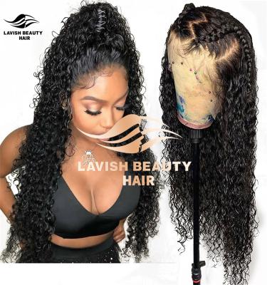 China Lavishbeauty Virgin Hair Indian Raw Curly Curly Lace Front Wig Silky Straight Full HD Wig Pre Plucked Lace Front Wig For Black Women for sale