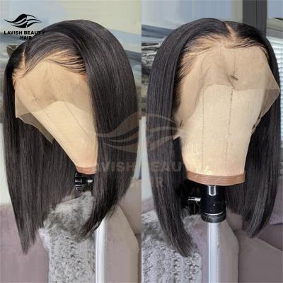 China Lavishbeauty 13x4 Hd Full Wave Silky Straight Bob Human Hair Lace Frontal Lace Front Wigs For Brazilian Color Women Virgin Hair Lace Front Wig for sale