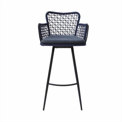 China simple & Modern Outdoor Rattan Bar Stool Outdoor Products Waterproof High Gray Aluminum Rattan Stool for sale