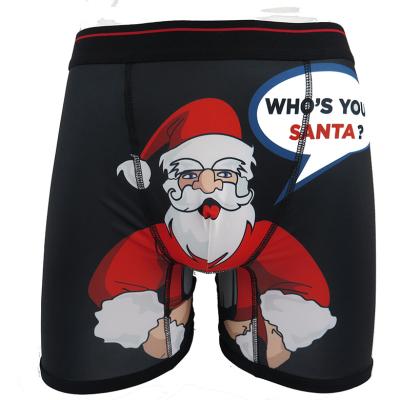 China Breathable Santa Claus Cartoon Christmas Men's Sexy Boxer Underwear for sale