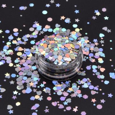 China Wholesale Bulk Eco-friendly Non-Toxic Mixed Holographic PET Chunky Glitter for nail and body&hair for sale