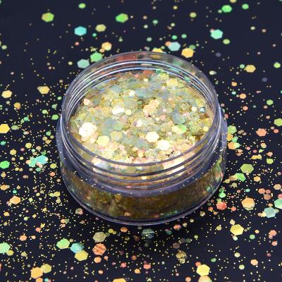 China Saihe Acrylic PET Glitter Powder Maker Nails Metal Flake Glitter Ready To Ship for sale