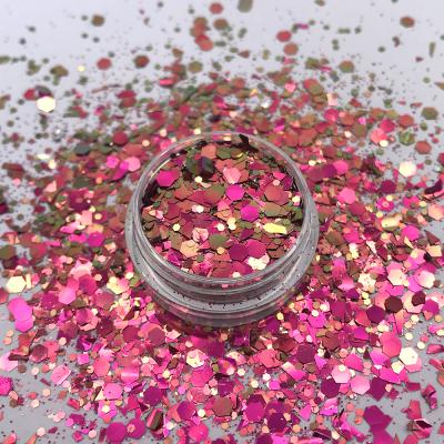 China Cosmetic Shimmer Chunky Color Shift Glitter Chameleon Color Shift Glitter Loose Glitter PET Flake Glitter for sale