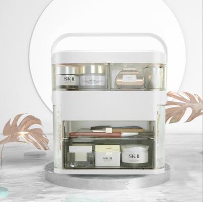 China Ewelry Storage Stored LED Mirror Storage Box Multifunctional Portable Cosmetic Drawer Drawer Box for sale