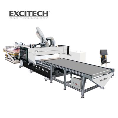 China Hotels Factory Supply Automatic Load And Unload Interlocking Drilling Vertical Bank CNC Wood Router for sale