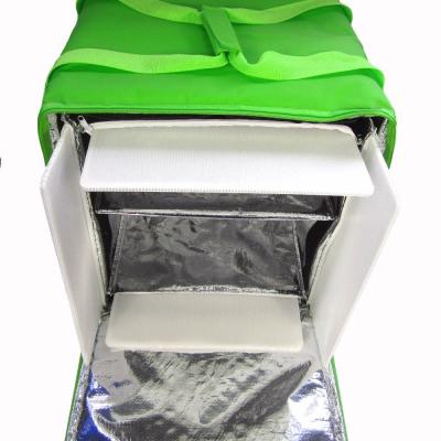 China Light Green Takeaway Delivery Bags , Frozen Food Motorcycle Delivery Bags for sale