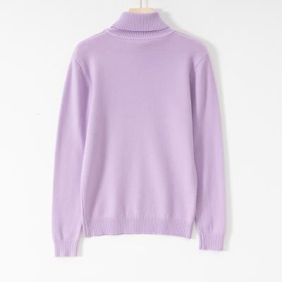 China 2023 New Design Anti-wrinkle Turtle Neck Oversized Women Sweater Purple Color Long Sleeve for sale