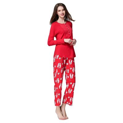 China Summer Joyful Red Plus Size Women's Long Sleeve Pure Cotton Pajamas Sui Household To Take for sale