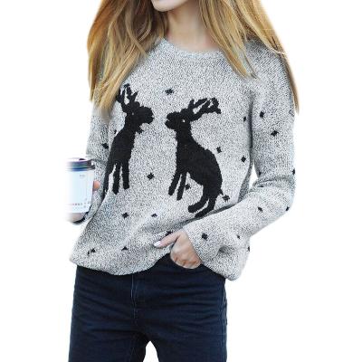 China Women's Reindeer Christmas Tree Anti-Shrink Ugly Sweater Knitted Pullovers Autumn Winter Deer Pattern Xmas Top Sweater For Female for sale