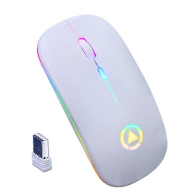 China 1600 DPI High Lights Rechargeable Colorful Computer Mouse Newest Mini A2 Wireless Ultrathin White LED Wireless Silent Mute Mouse for sale