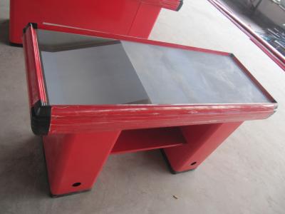 China Red Express Checkout Counter , Side Table Supermarket Check Out Counter for sale