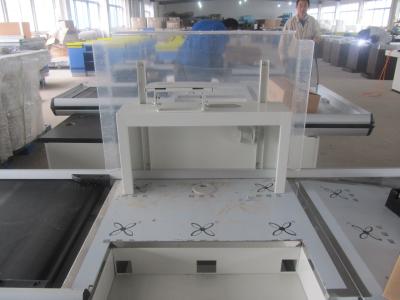 China Special Screen Holder Conveyor Belt Checkout Counter For Hyper Market for sale