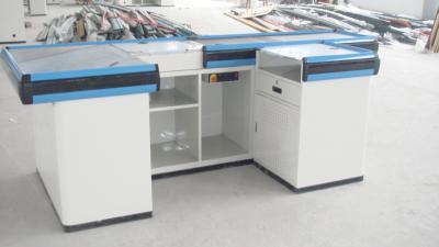 China White SPCC SS Supermarket Checkout Counter Equipment CE / ISO9001 for sale