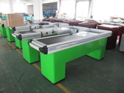 China Convenience Store Anti Rust Conveyor Belt Checkout Counter Green for sale