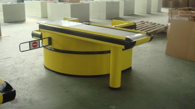 China Hypermarket Conveyor Belt Checkout Counter With Hooks 2500L x 1160W x 850H for sale