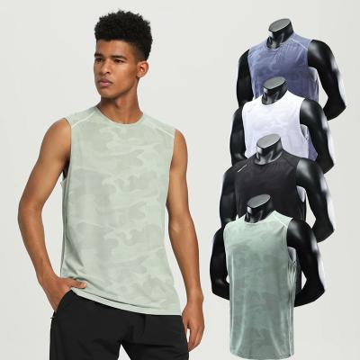 China 2023 Summer Men's Camouflage Breathable Sleeveless Sports Invest Quick Dry Fitness Tops Training Running Casual Sportswear Tracksuits Sweatshirts for sale