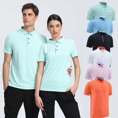 China Men's And Women's Workwear Anti-Wrinkle Polo Sports T-shirt Running Short Sleeve Fitness Tops Cotton Custom for sale