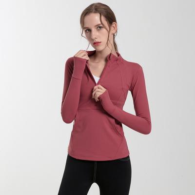 China New Sports Fitness Sports Zipper Tops Women's Breathable Coat Yoga Workout Gym Breathable Sportswear Quick Dry Running Thin Long Sleeves for sale