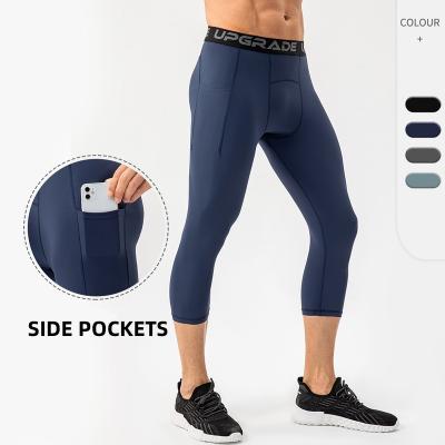 China Men's Breathable Fitness Pants Pockets Quick Dry High Elastic Sports Gym Basketball Training Yoga Cropped Pants Sweatpants Workout for sale