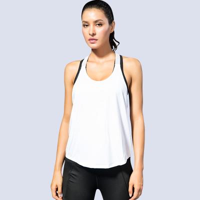 China Ladies Breathable Sports Wear Fitness Yoga Running Quick-Drying Upper Breathable Loose Vest T-Strap Workout Blouse Outdoor Gym Bodybuilding for sale