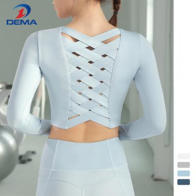 China Manufacturer Wholesale Women Breathable Long Sleeve Sports Fitness Clothing Top Custom Plus Size Lady Fitness Gym Wear Yoga Sport Wear for sale