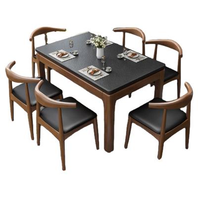 China Hot Selling Solid Wood Customized Exquisite Workmanship Dining Table And Chairs Modern Wooden Dining Table And Chair Cover for sale