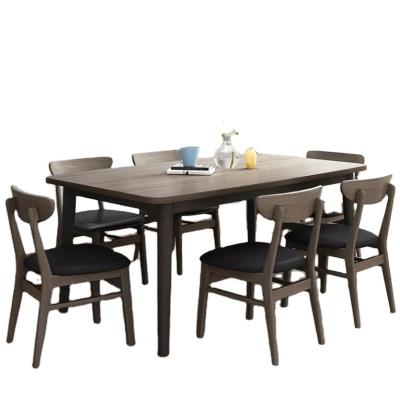 China Cheap Home Furniture Solid Wood Dining Table Modern Design Dining Room Sets 6 Seats for sale