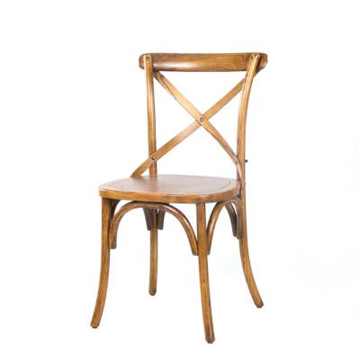 China Wholesale (Height) Cross X Vintage Adjustable Wooden Stackable Back Dining Chair Wooden Use for sale