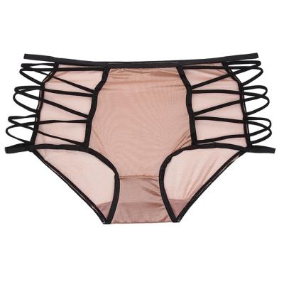 China New High Lace Ice Antibacterial Elastic Mesh Cavity Mesh Temptation Ladies Sexy Boxer Women's Plus Size Mid Waist Underwear Lingerie for sale