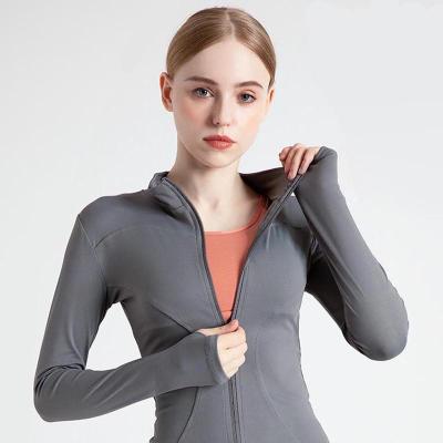 China Quick Dry Breathable Yoga Zipper Sports Women Running Jackets Sheath Long Lady Outdoor Yoga Running Jacket Fitness Gym Training Coat for sale