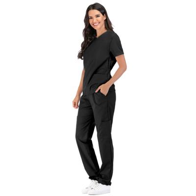 China 2021 Latest Hospital Wear Simple Elastic Unisex Nurses Scrubs Sets Uniform for sale